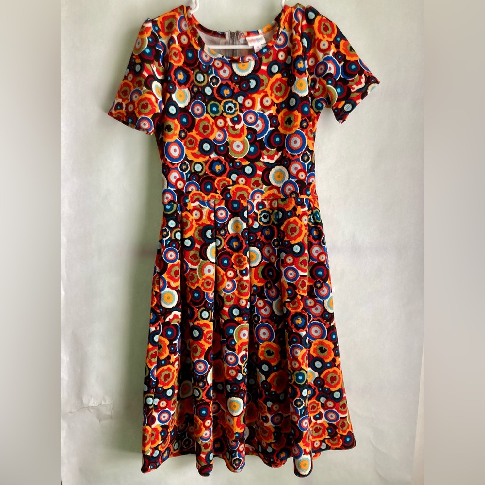 LULAROE Amelia Circles Print Dress - Multi- Size Medium